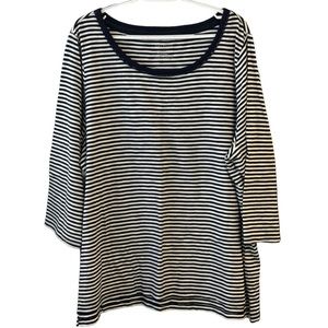 Talbots Navy and White Striped 3/4 Sleeve T-Shirt Size 3X